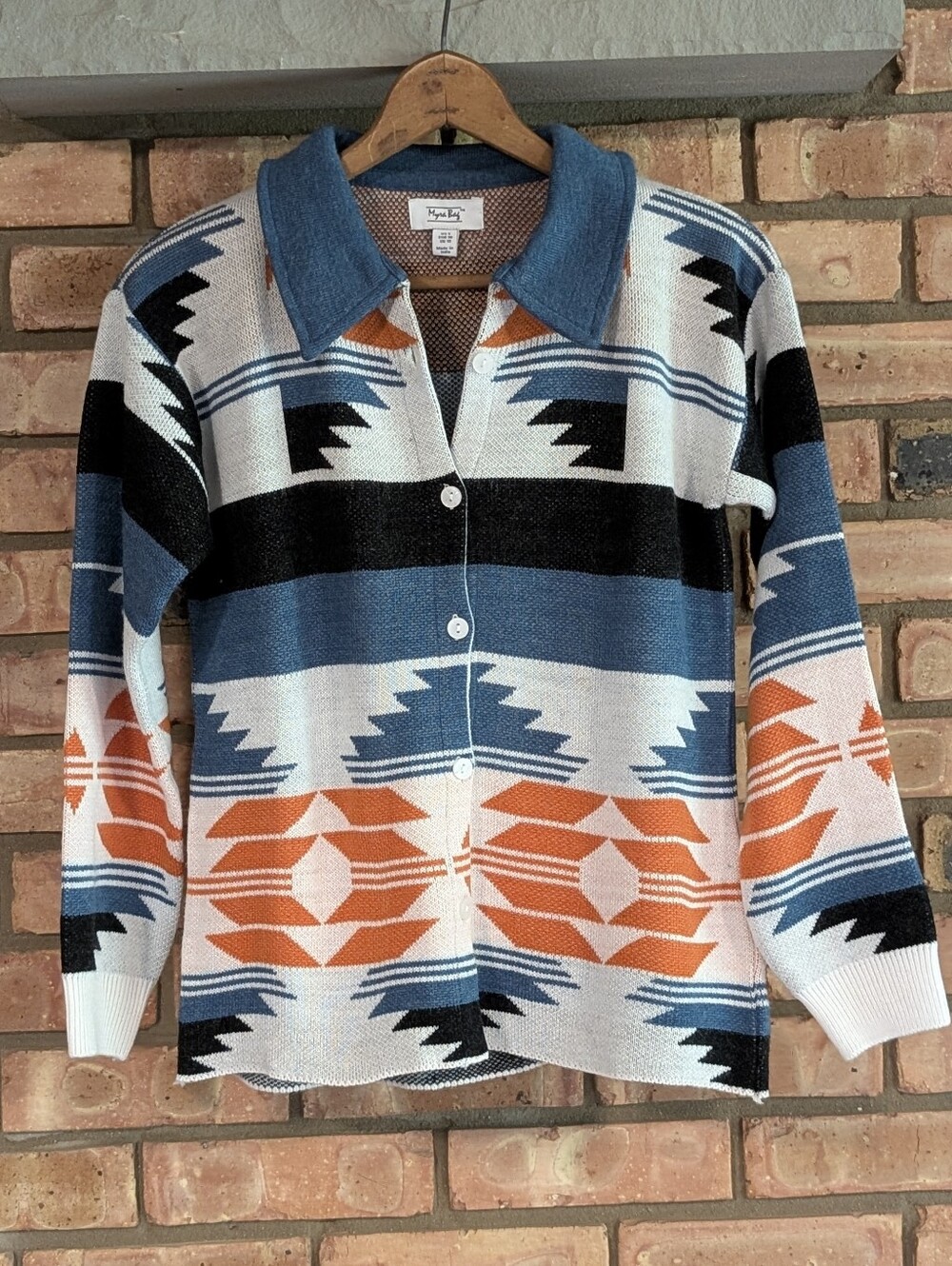 Myra Bag Patterned Button-Front Western Knit Cardigan